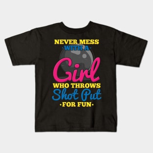 Track and Field Girl Shot put Thrower Sports Kids T-Shirt